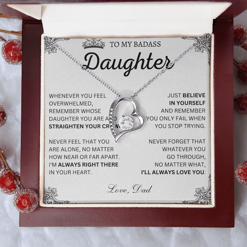 To My Badass Daughter Necklace - Heartfelt Gift for Strong Women,  Badass Daughter Gift, Badass Daughter Jewelry, Badass Daughter Necklace, Daughter Gift From Mom or Dad SNJW23-230212