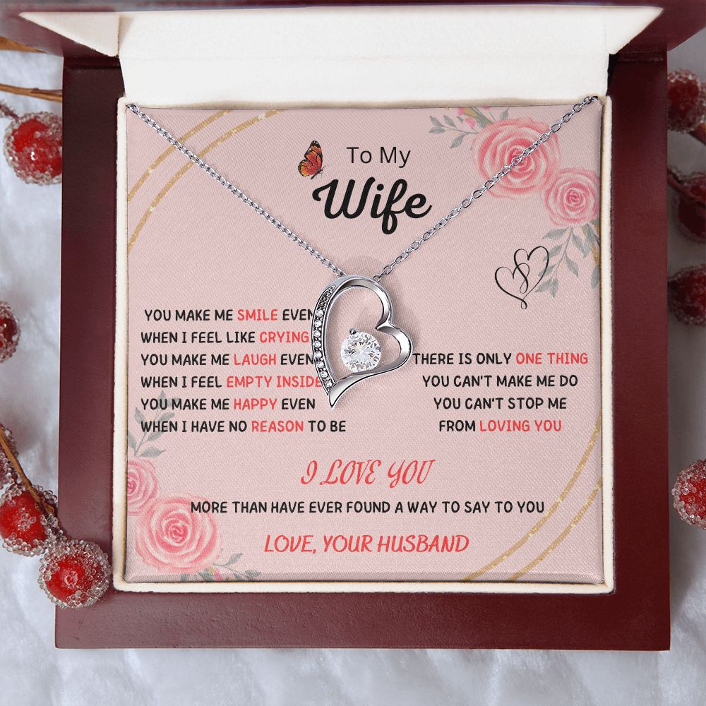 Forever and Always - To My Beautiful Wife Necklace with Heart Pendant and Romantic Message for Special Occasions 200203