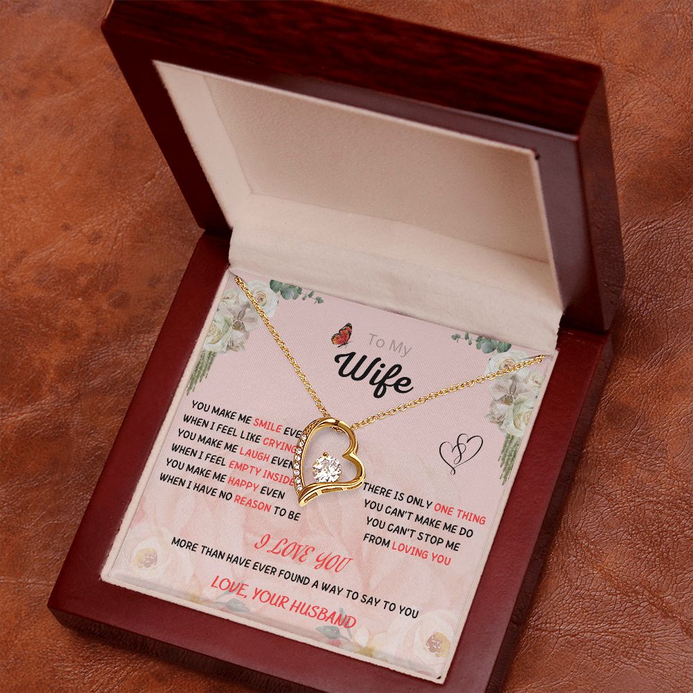 Forever and Always - To My Beautiful Wife Necklace with Heart Pendant and Romantic Message for Special Occasions 200205