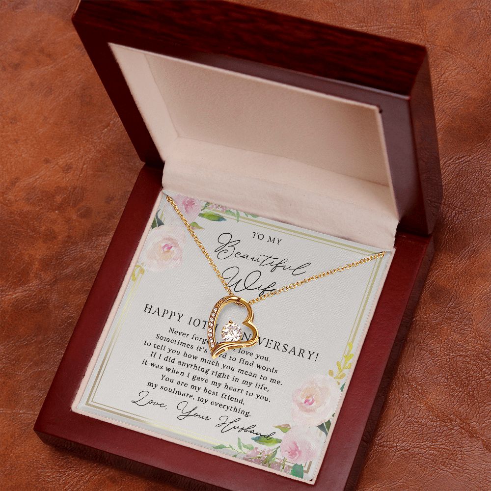 10th Anniversary Necklace Gift For Wife – 10 Years Wedding Jewelry Gift For Her – 10th Wedding Anniversary Wife Gift B0B727NR3J