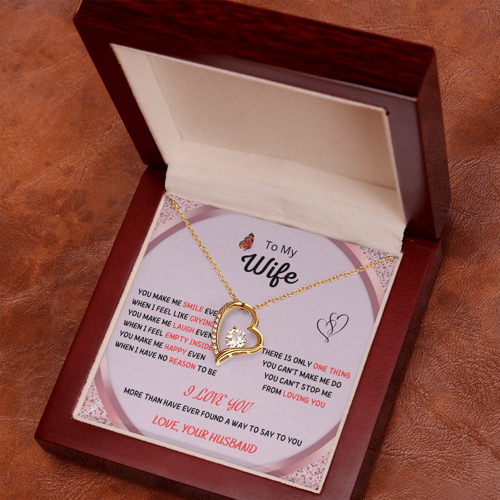 To My Beautiful Wife Necklace, Gift for Wife, Heart Pendant with Romantic Message 200201
