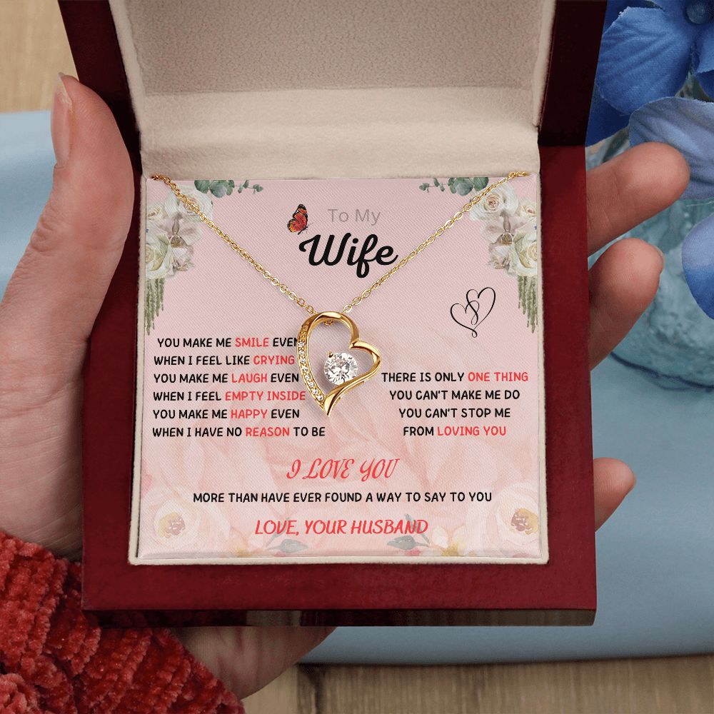 Forever and Always - To My Beautiful Wife Necklace with Heart Pendant and Romantic Message for Special Occasions 200205