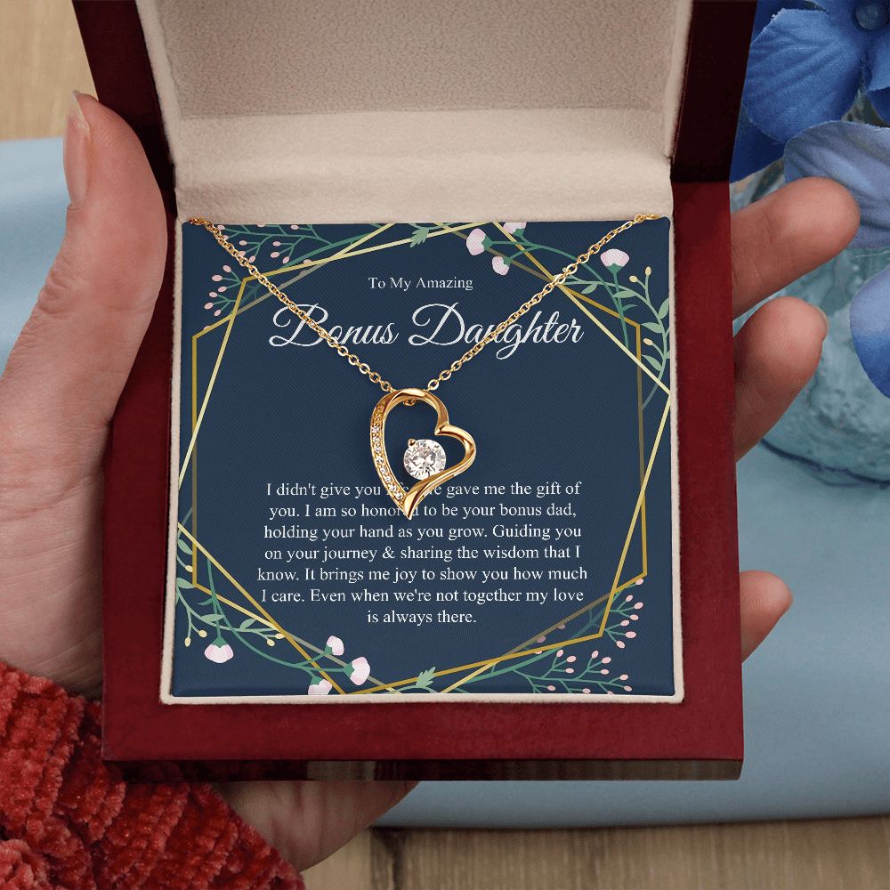 Heart, Step Daughter Gift, Bonus Daughter Gift From Stepdad, Bonus Daughter Necklace, Stepdaughter Birthday, Adopted Child