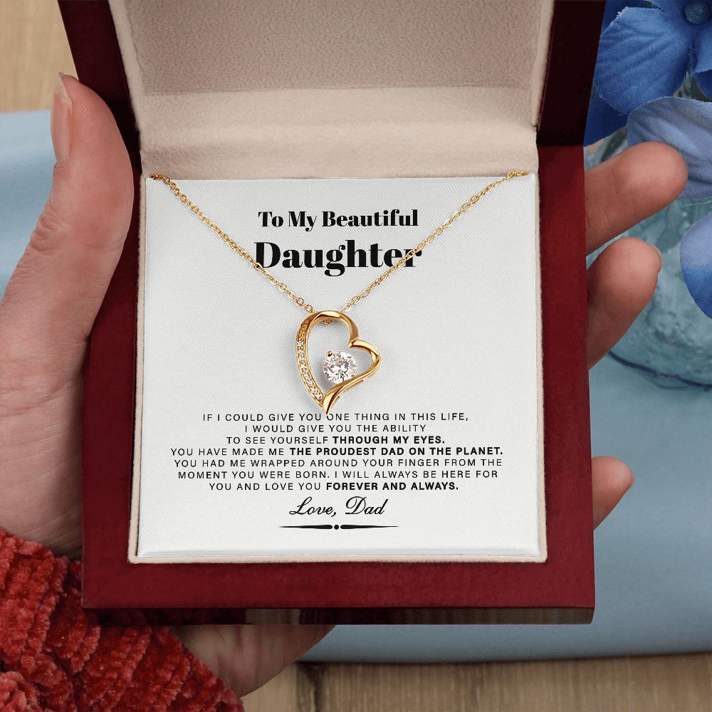 To My Beautiful Daughter Love Knot Necklace, Daughter Gifts From Dad B0BLNDCM78