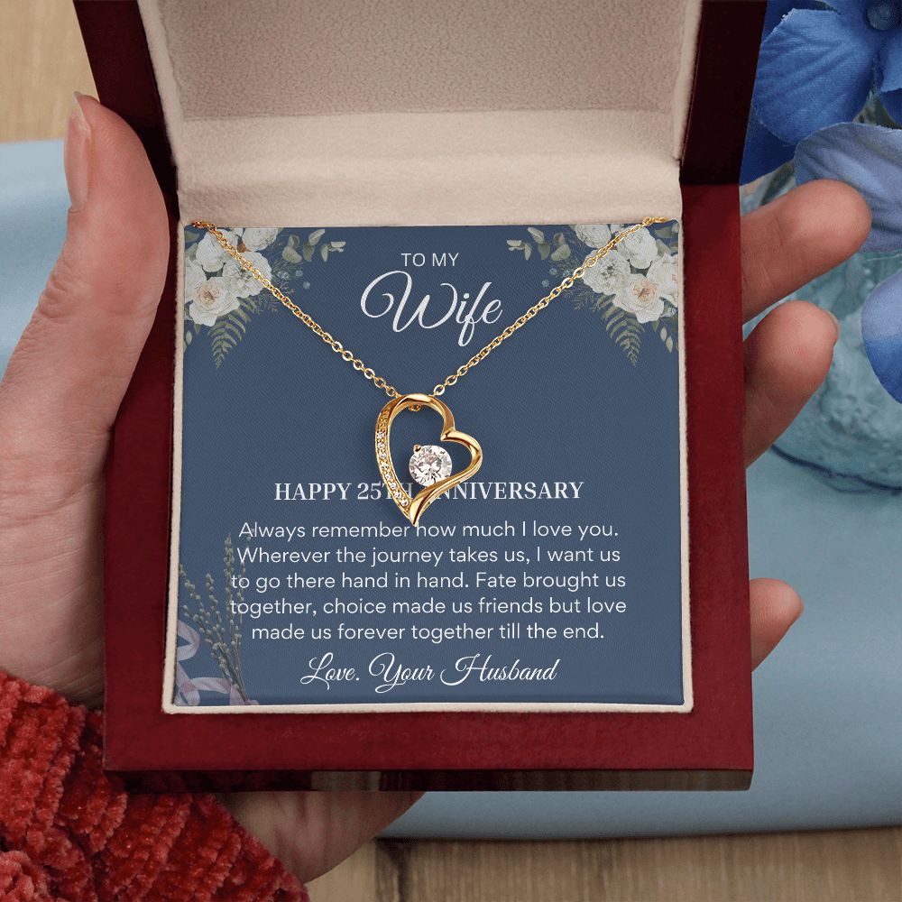 25th Anniversary for Wife - Milestone gifts for her, 25 Year Wedding Anniversary Necklace, Wedding Anniversary Jewelry SNJW23-010301