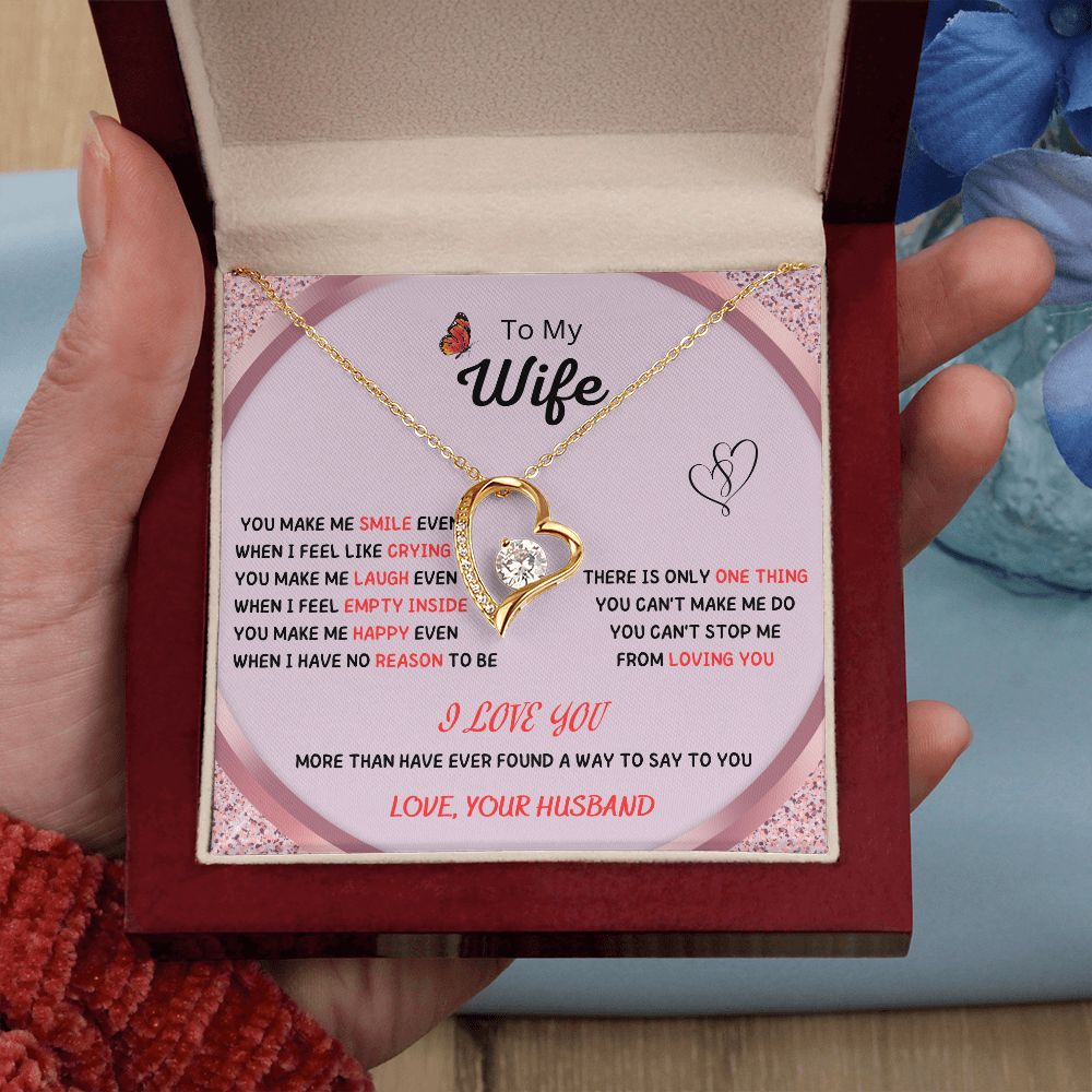 To My Beautiful Wife Necklace, Gift for Wife, Heart Pendant with Romantic Message 200201