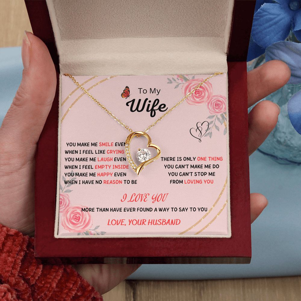 Forever and Always - To My Beautiful Wife Necklace with Heart Pendant and Romantic Message for Special Occasions 200203
