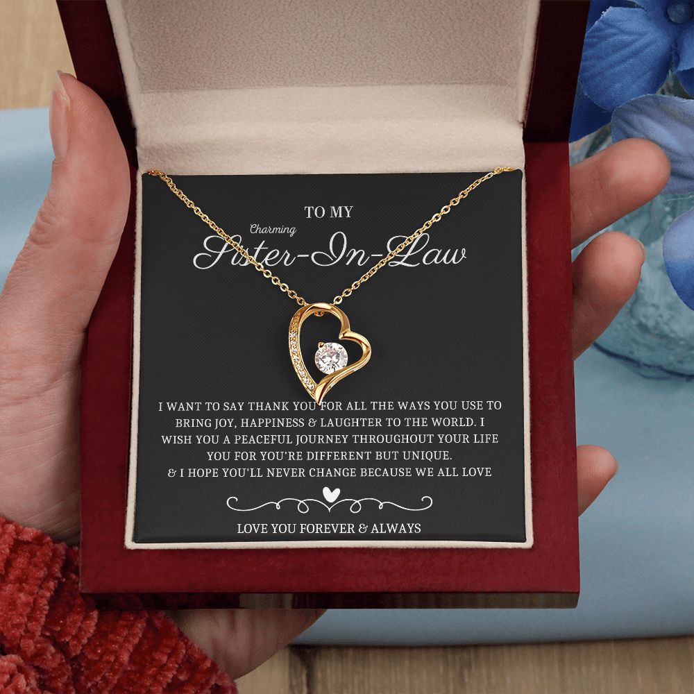 Sister-In-Law Heart Necklace - Symbolic Jewelry with a Beautiful Design, Wedding Gift,Bridesmaid,Bridal Shower Gift, Birthday Gift, Christmas Gift, Gift for Sister in Law, sister in law necklace SNJW23-240206