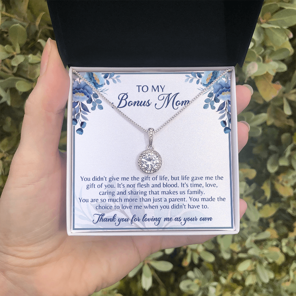 Gift for Bonus Mom Necklace from Son, Daughter Jewelry Box Pendant Birthday Mother's Day Christmas