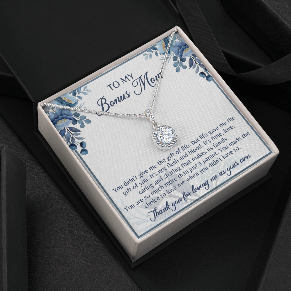 Gift for Bonus Mom Necklace from Son, Daughter Jewelry Box Pendant Birthday Mother's Day Christmas