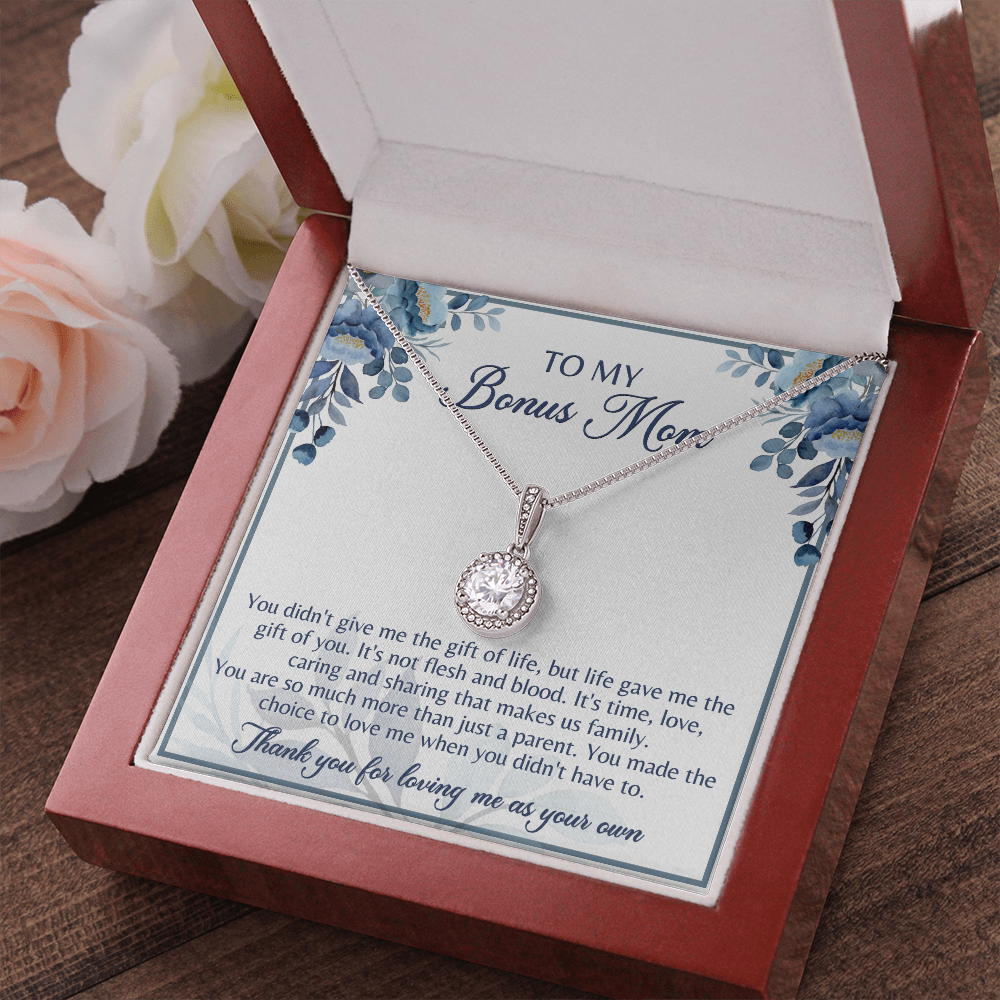 Gift for Bonus Mom Necklace from Son, Daughter Jewelry Box Pendant Birthday Mother's Day Christmas