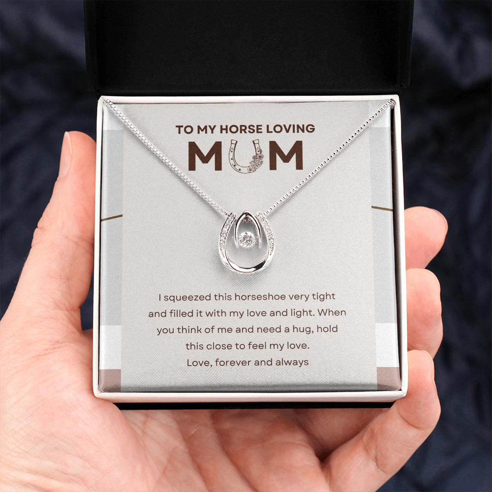 To My Horse Loving Mum, Lucky Horseshoe Necklace Gift for Mum, Gift Idea for Country Cowgirl
