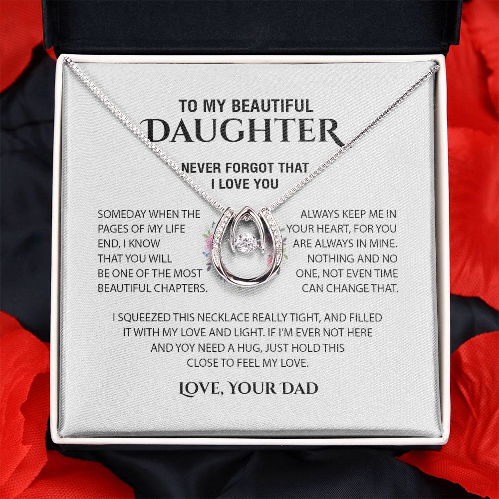 Gift For Daughter From Dad - To My Beautiful Daughter Cubic Zirconia Crystal Necklace