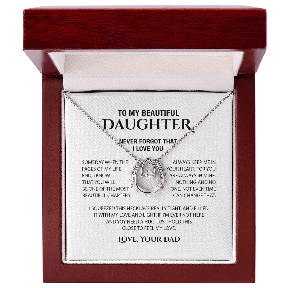 Gift For Daughter From Dad - To My Beautiful Daughter Cubic Zirconia Crystal Necklace