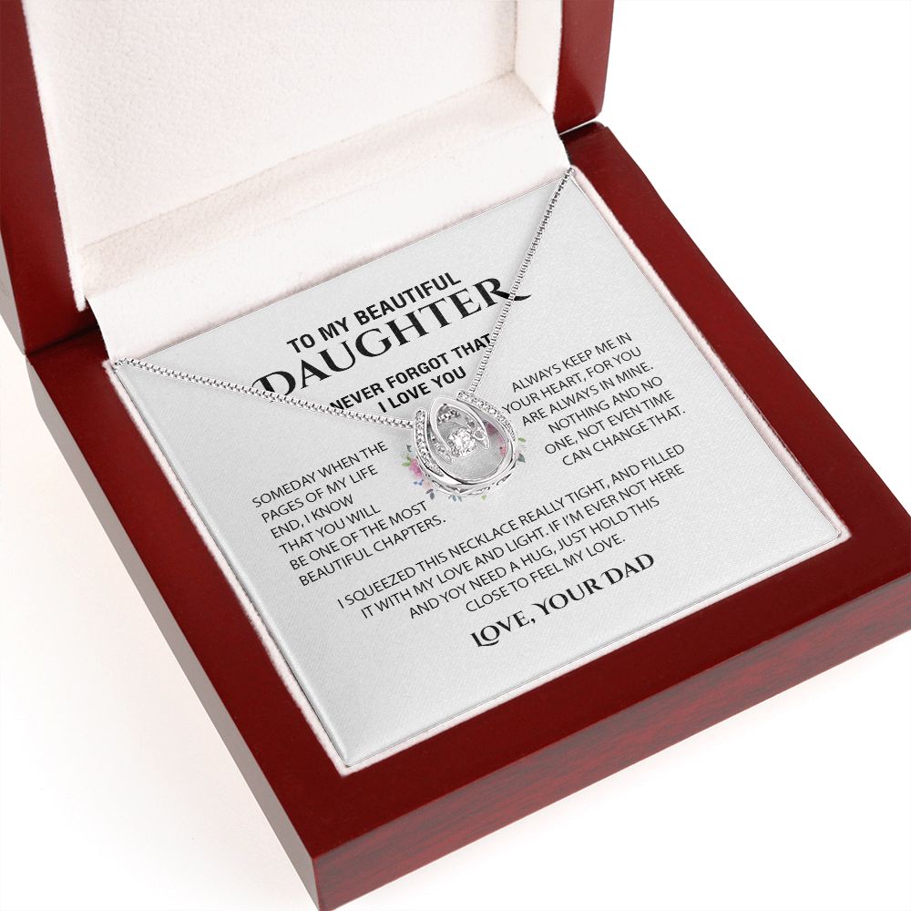 Gift For Daughter From Dad - To My Beautiful Daughter Cubic Zirconia Crystal Necklace
