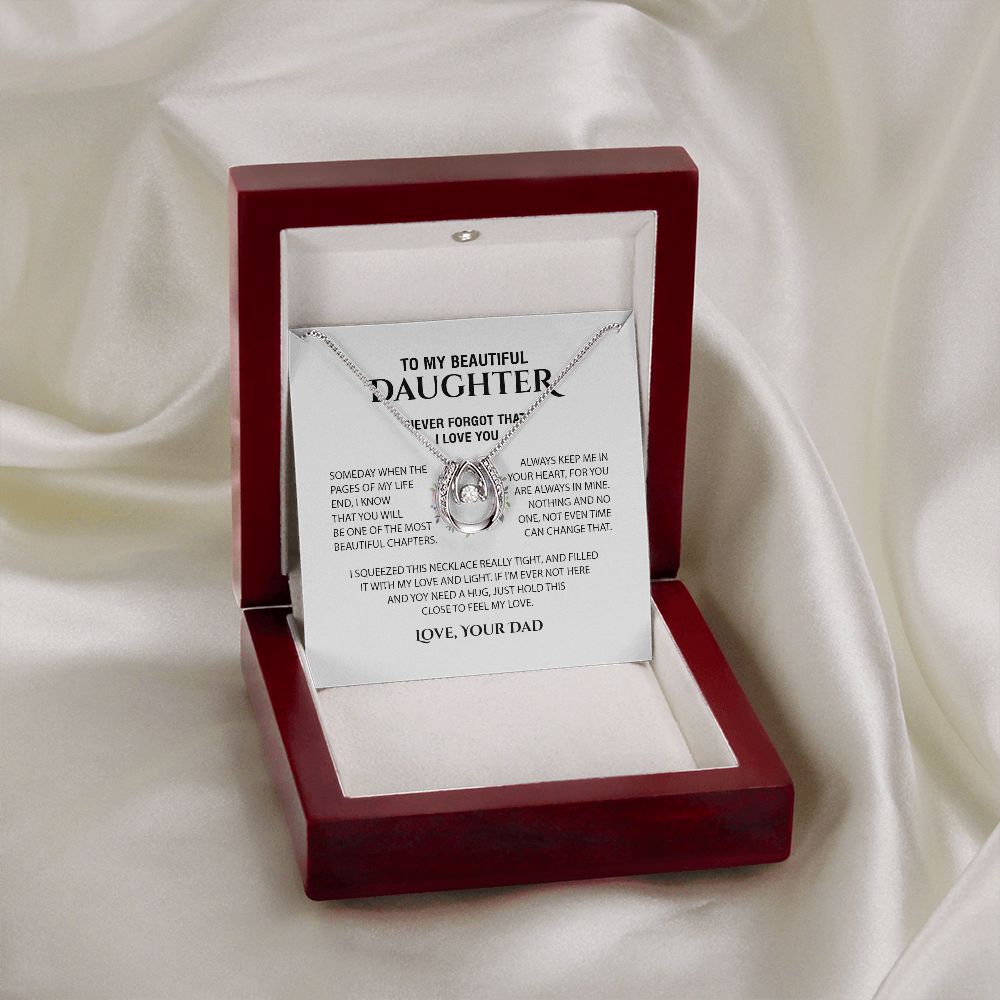 Gift For Daughter From Dad - To My Beautiful Daughter Cubic Zirconia Crystal Necklace