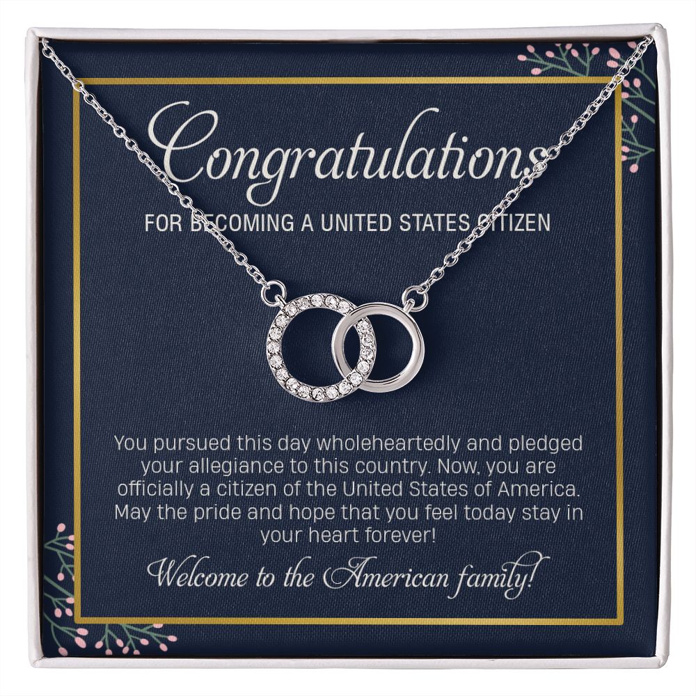 New US Citizen Gifts for Women, Interlocking Circle Necklace, Congratulations Citizenship New American Citizen, United States Citizen Gift