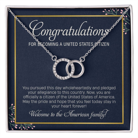 New US Citizen Gifts for Women, Interlocking Circle Necklace, Congratulations Citizenship New American Citizen, United States Citizen Gift