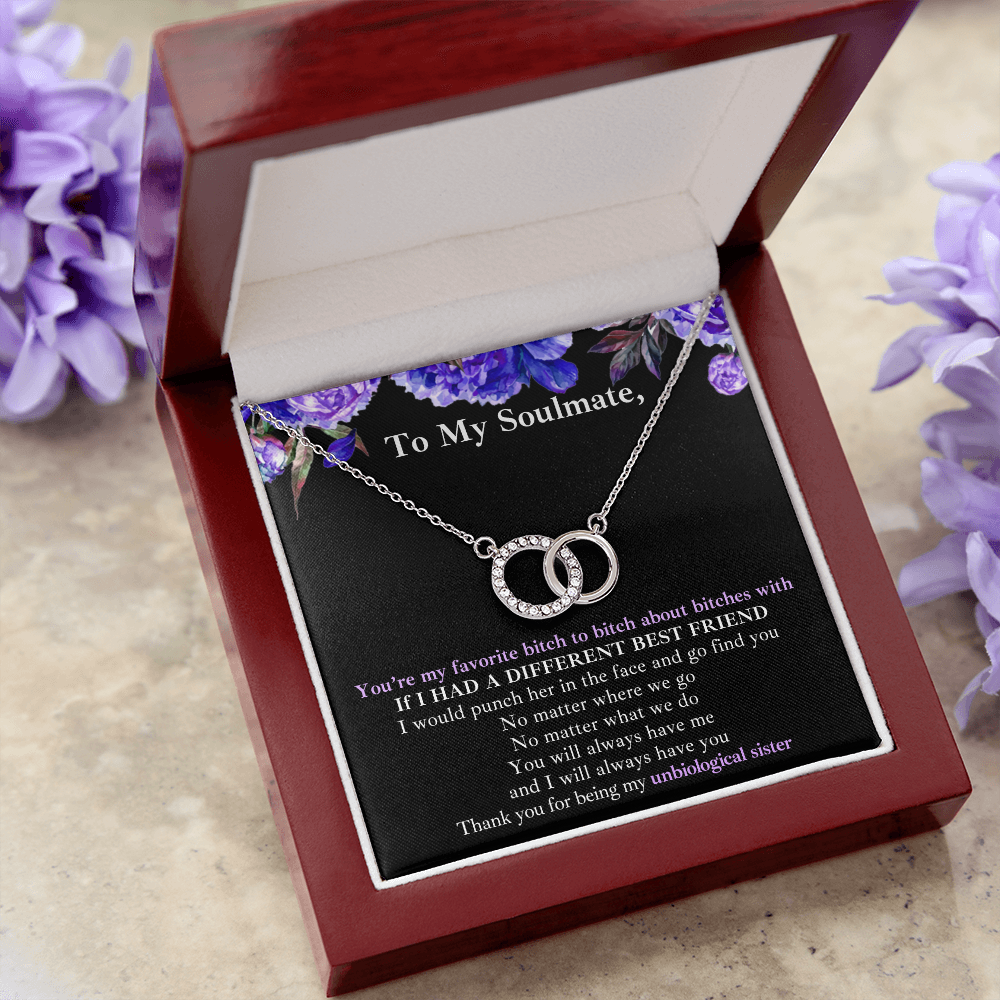 Gift for Bestie/Friend/Soulmate/Sister Necklace Pair Perfect 14K White Stainless Silver Birthday Graduation Message - JWshinee