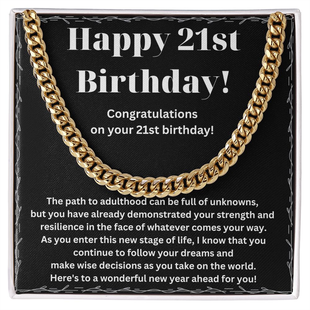 Add a Touch of Elegance to His Style with Our Cuban Link Chain Necklace - A Unique and Memorable 21st Birthday Gift