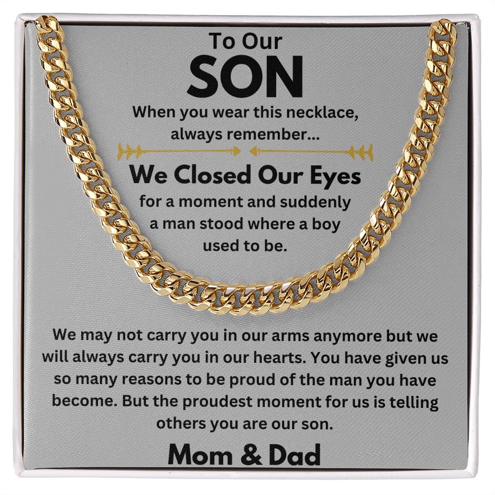 To My Amazing Son Necklace - Heartfelt Gift from Mom or Dad - High-Quality Materials - Comes in a Gift Box