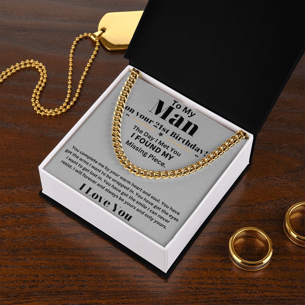 21st Birthday Gifts for Him - Cuban Link Chain Necklace in Stainless Steel -  Comes in an Elegant Gift Box - Perfect Present for Fashion-Conscious Men