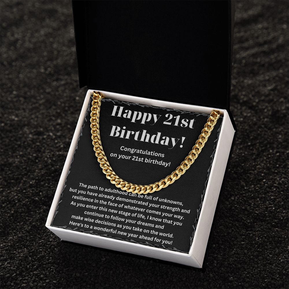 Add a Touch of Elegance to His Style with Our Cuban Link Chain Necklace - A Unique and Memorable 21st Birthday Gift
