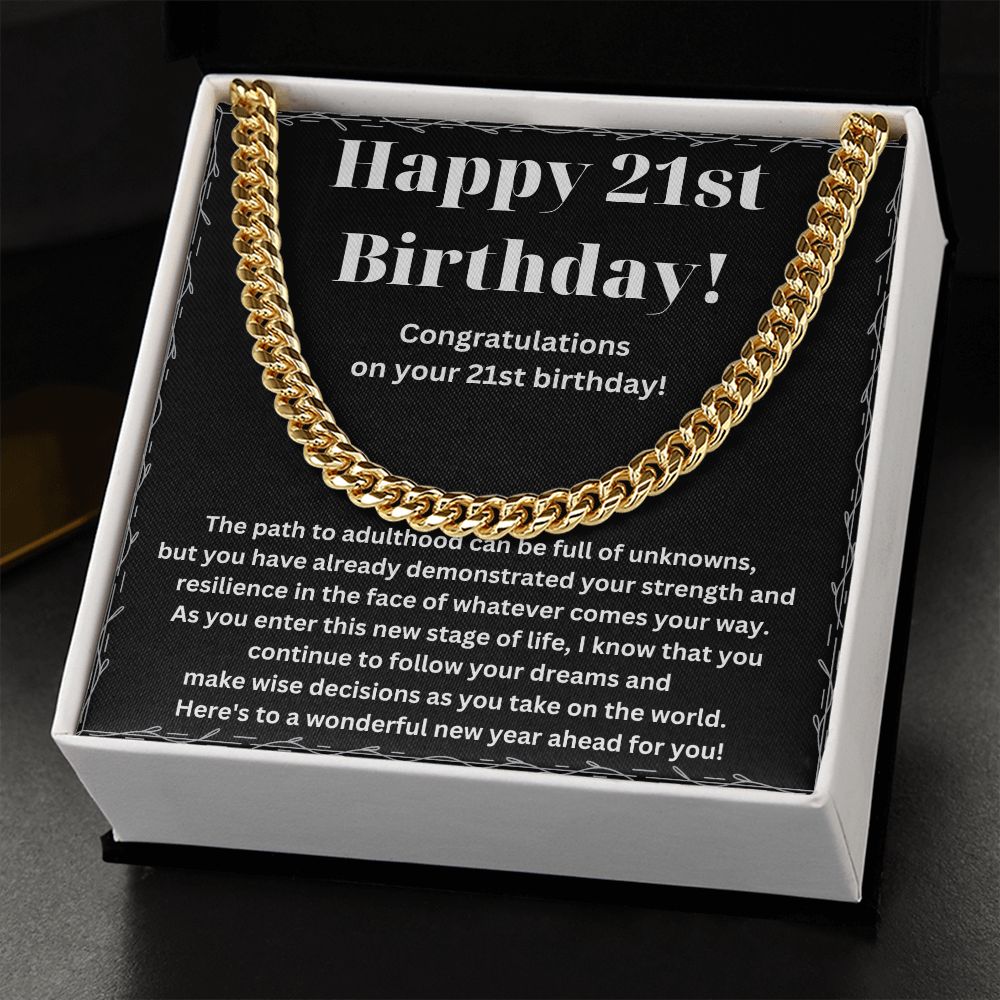 Add a Touch of Elegance to His Style with Our Cuban Link Chain Necklace - A Unique and Memorable 21st Birthday Gift