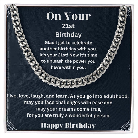 Make His 21st Birthday Unforgettable with Our Cuban Link Chain Necklace in Stainless Steel - A Stylish and Timeless Gift