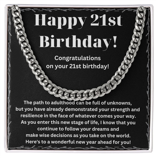 Add a Touch of Elegance to His Style with Our Cuban Link Chain Necklace - A Unique and Memorable 21st Birthday Gift