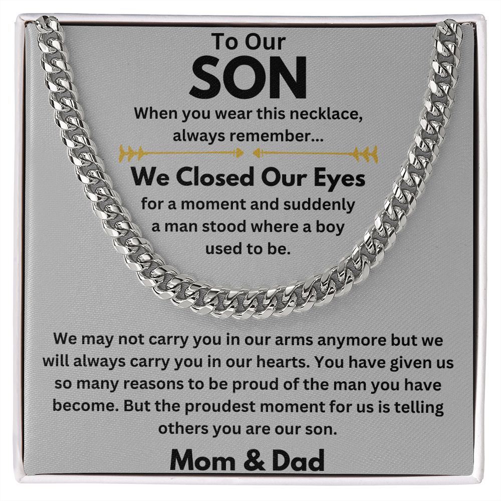 To My Amazing Son Necklace - Heartfelt Gift from Mom or Dad - High-Quality Materials - Comes in a Gift Box