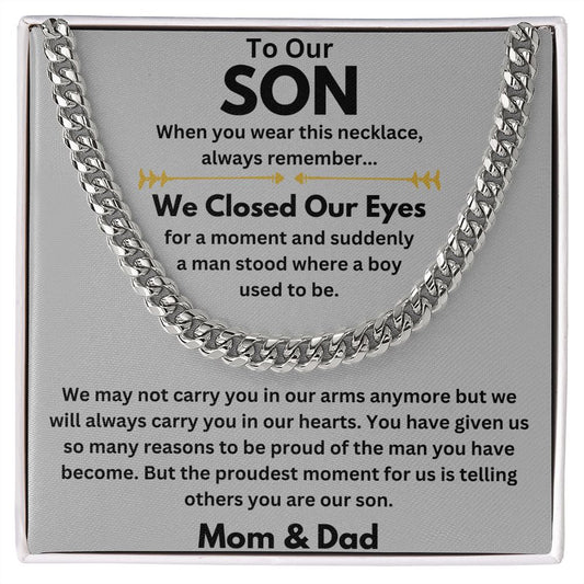 To My Amazing Son Necklace - Heartfelt Gift from Mom or Dad - High-Quality Materials - Comes in a Gift Box