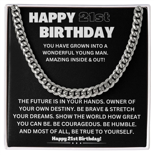 Make His 21st Birthday Unforgettable with Our Cuban Link Chain Necklace in Stainless Steel - A Stylish and Timeless Gift