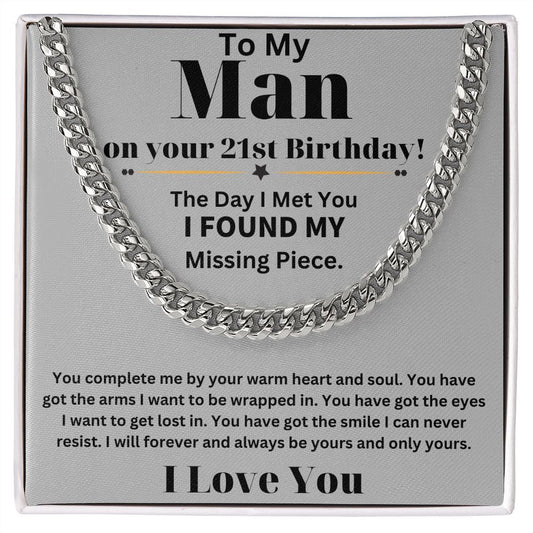21st Birthday Gifts for Him - Cuban Link Chain Necklace in Stainless Steel -  Comes in an Elegant Gift Box - Perfect Present for Fashion-Conscious Men