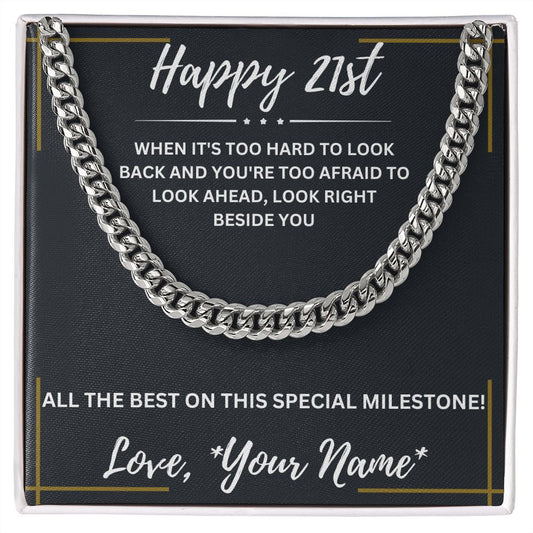 21st Birthday Gifts for Him - Cuban Link Chain Necklace in Stainless Steel