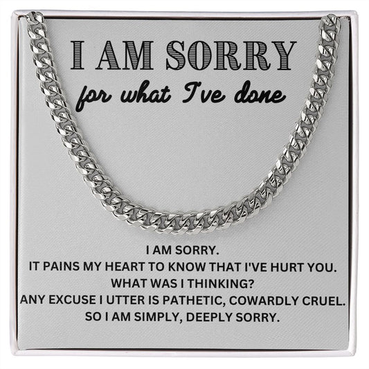 Apologize in Style - Cuban Link Chain Necklace - The Meaningful 'I'm Sorry' Gift for Him