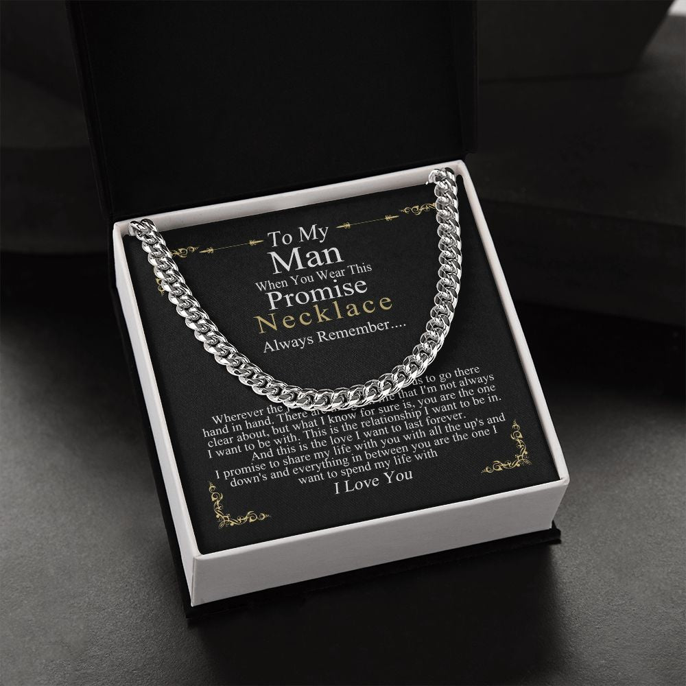 MJG Chain Promise Necklace Gift For Boyfriend Husband Valentines Day Gift For Him From Girlfriend Wife Silver Finish