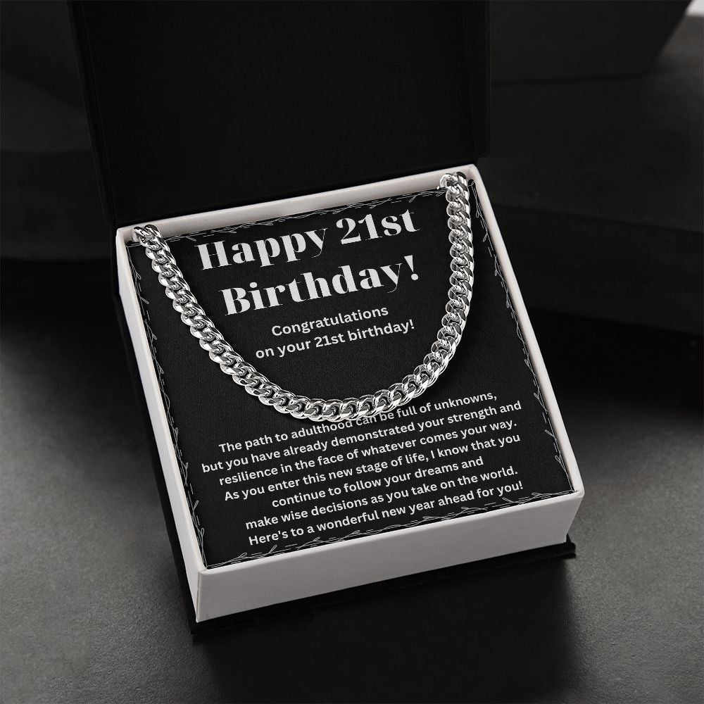 Add a Touch of Elegance to His Style with Our Cuban Link Chain Necklace - A Unique and Memorable 21st Birthday Gift