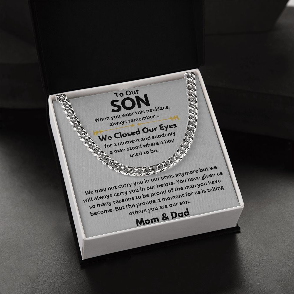To My Amazing Son Necklace - Heartfelt Gift from Mom or Dad - High-Quality Materials - Comes in a Gift Box