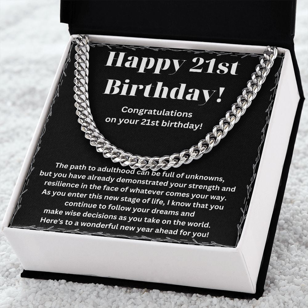 Add a Touch of Elegance to His Style with Our Cuban Link Chain Necklace - A Unique and Memorable 21st Birthday Gift