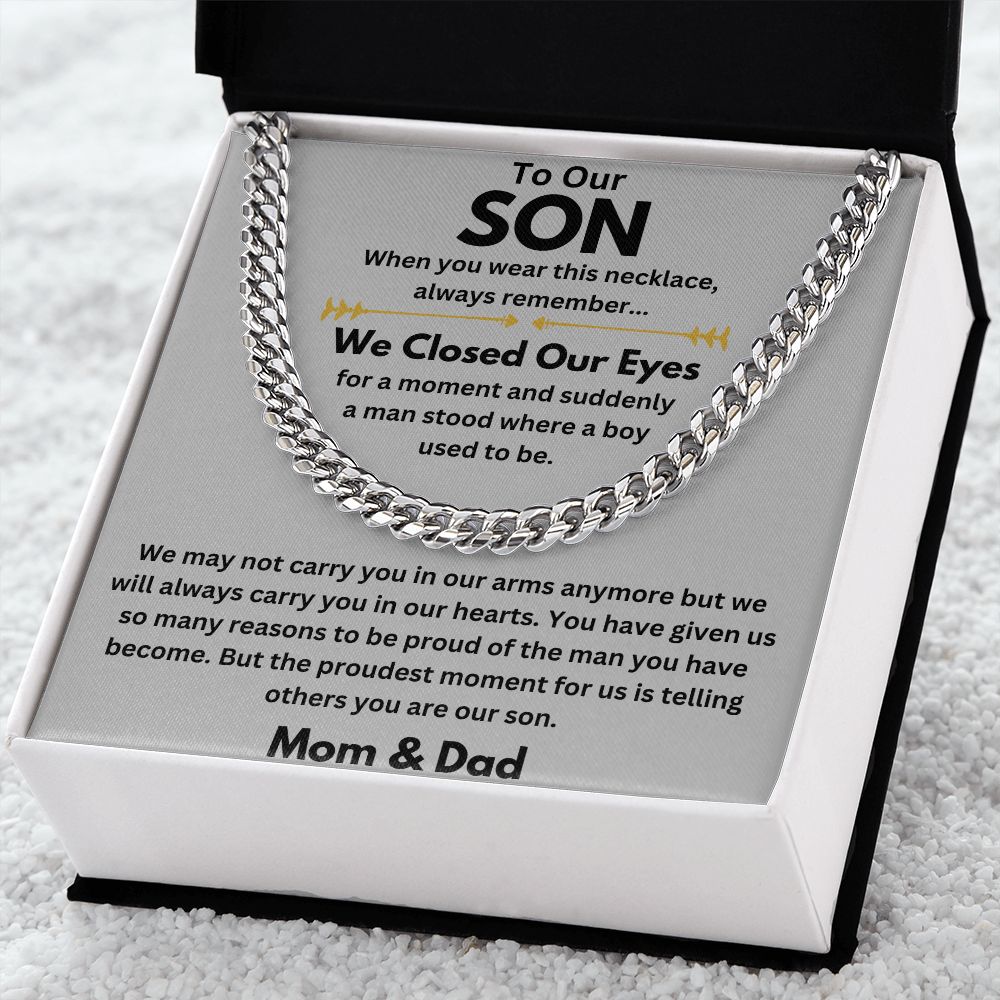 To My Amazing Son Necklace - Heartfelt Gift from Mom or Dad - High-Quality Materials - Comes in a Gift Box