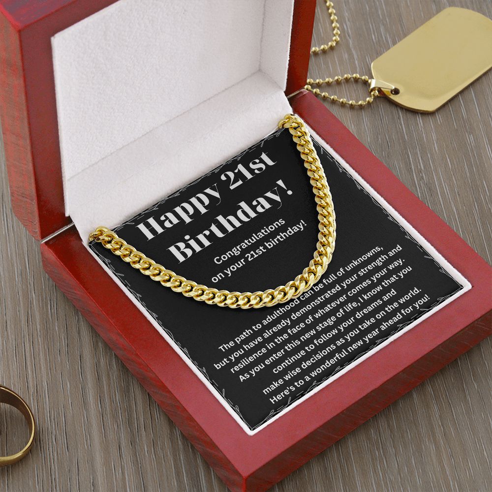 Add a Touch of Elegance to His Style with Our Cuban Link Chain Necklace - A Unique and Memorable 21st Birthday Gift