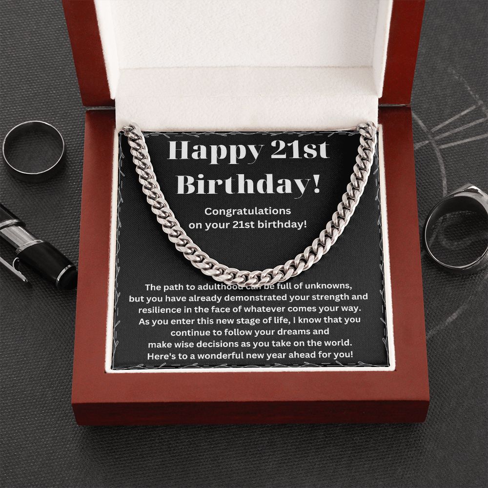 Add a Touch of Elegance to His Style with Our Cuban Link Chain Necklace - A Unique and Memorable 21st Birthday Gift