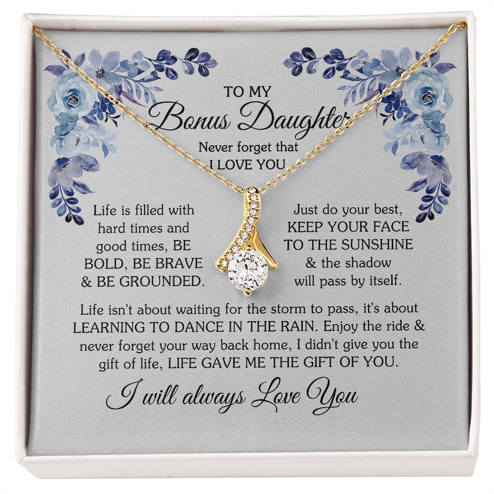 To My Bonus Daughter Necklace, Alluring Beauty Necklace, Bonus Daughter Gift 04122 B0BNYDTZFT
