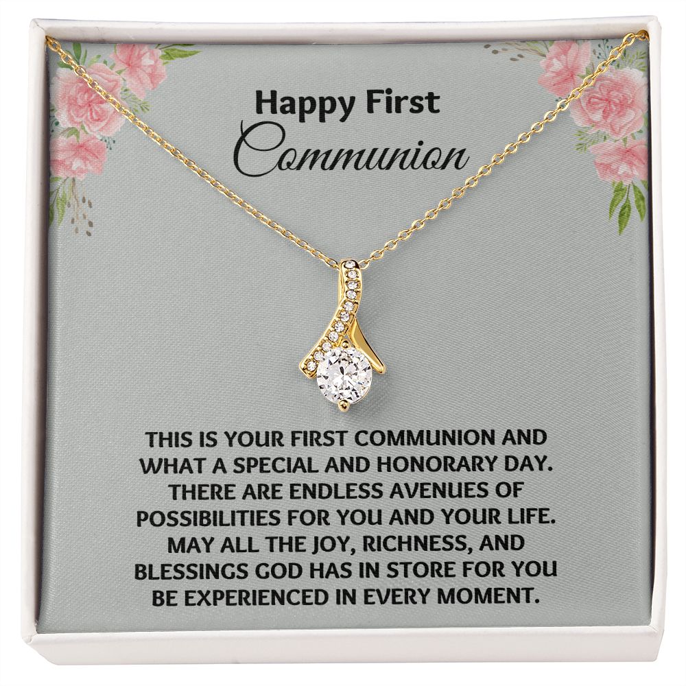 Inspirational First Communion Gifts for Girls Necklace - A Gift She Will Always Remember"
