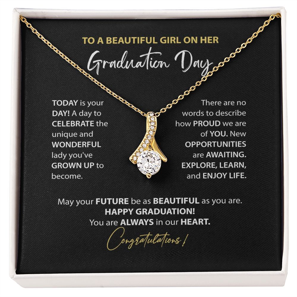 To a Beautiful Girl on Her Graduation Necklace in Gold and Silver, From Grandma, From Aunt, Best Friend, Congratulations Graduation Day ( Customization)