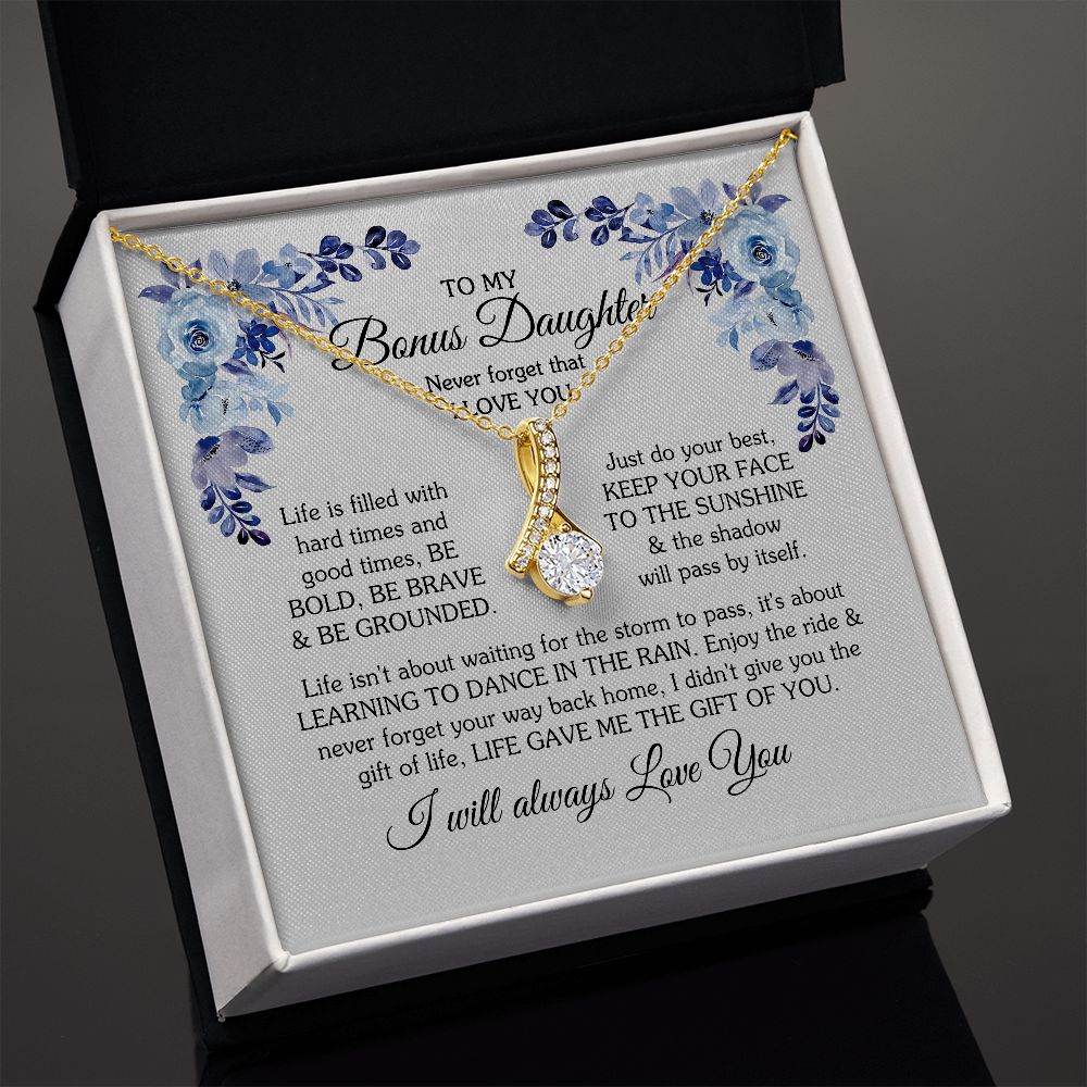 To My Bonus Daughter Necklace, Alluring Beauty Necklace, Bonus Daughter Gift 04122 B0BNYDTZFT
