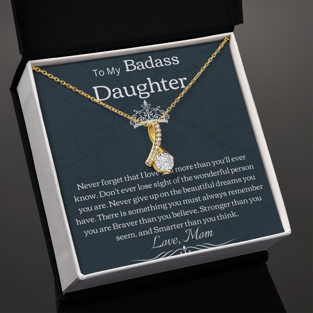To My Badass Daughter Necklace - Endless Love and Support, Badass Daughter Gift, Badass Daughter Jewelry, Badass Daughter Necklace, Daughter Gift From Mom or Dad SNJW23-230214