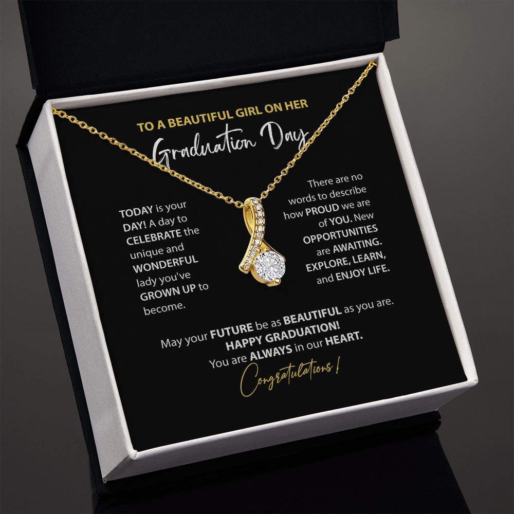 To a Beautiful Girl on Her Graduation Necklace in Gold and Silver, From Grandma, From Aunt, Best Friend, Congratulations Graduation Day ( Customization)