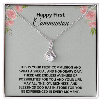 Inspirational First Communion Gifts for Girls Necklace - A Gift She Will Always Remember"